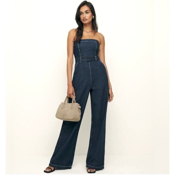 Reformation Eva Denim Jumpsuit Size 2 NWT - Picture 1 of 13